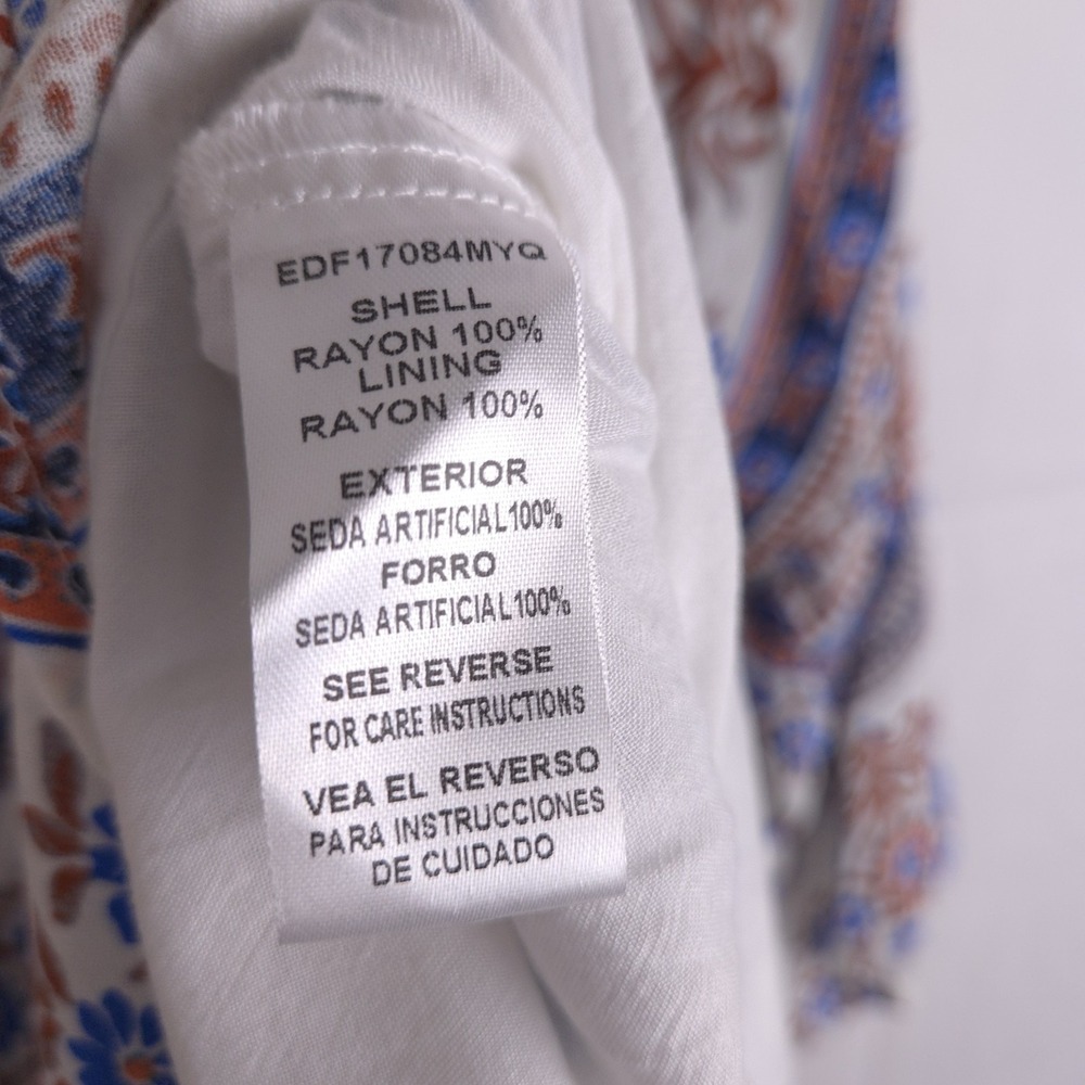 En Crème Boho Floral Paisley Maxi Dress Size‎ S Tassel Tie V-Neck Peasant Style - Picture 10 of 13